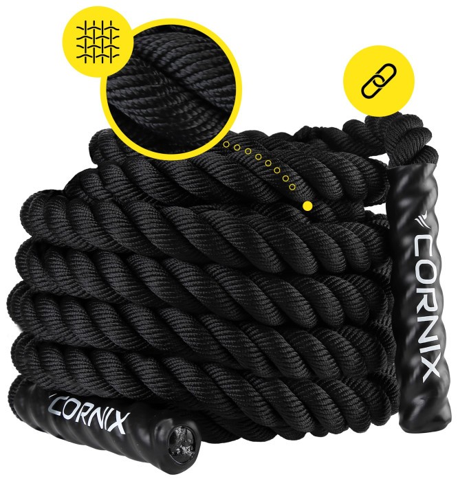 Канат тренировочный Cornix Battle Rope 12 м для кроссфита XR-0574 Black