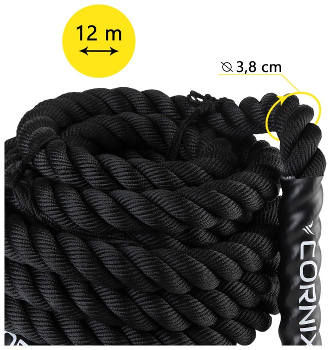 Канат тренировочный Cornix Battle Rope 12 м для кроссфита XR-0574 Black