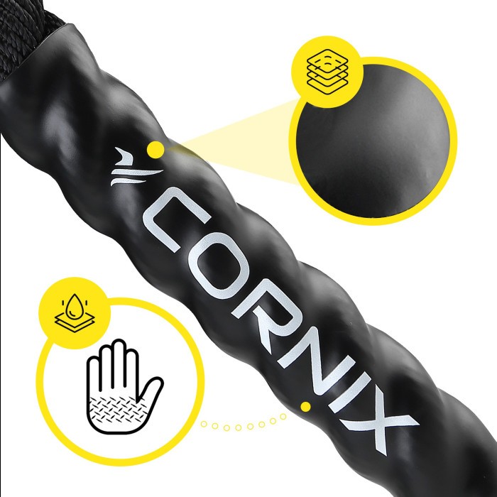 Канат тренировочный Cornix Battle Rope 12 м для кроссфита XR-0574 Black