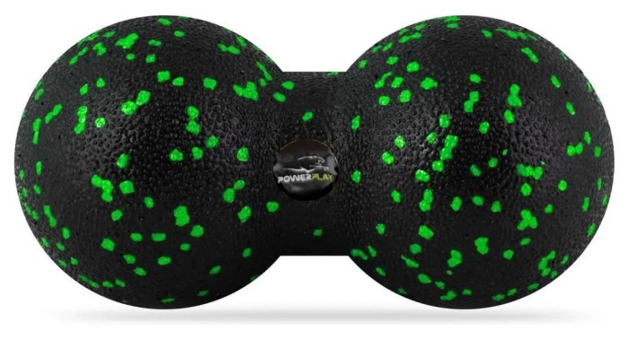 Массажний м'яч подвійний PowerPlay PP-4353 Epp foam peanut ball (d12*24cm.) Чорно/Зелений