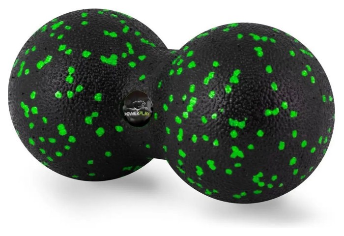 Массажний м'яч подвійний PowerPlay PP-4353 Epp foam peanut ball (d12*24cm.) Чорно/Зелений