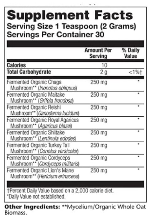 Organic Fermented Mushroom Complete 2000mg – 60g (Поврежденная этикетка)