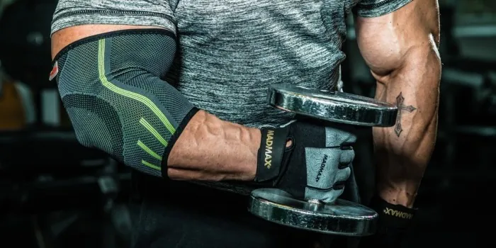 Компрессійний налокітник MadMax MFA-283 3D Compressive elbow support Dark grey/Neon green S