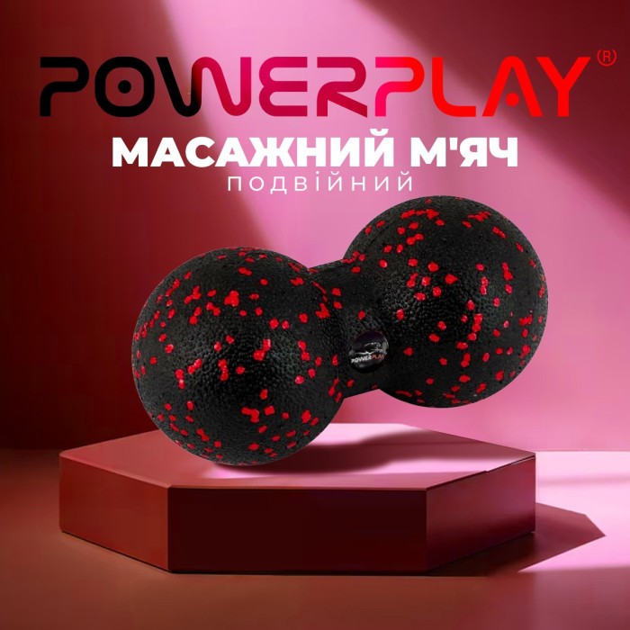 Массажный мяч двойной PowerPlay PP-4352 Epp foam peanut ball (d8*16cm.) Черно/Красный