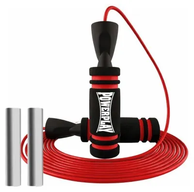 Скакалка швидкісна PowerPlay 4212 X ROPE з обтяжувачами Чорно/Червона (120г*2) 3м.