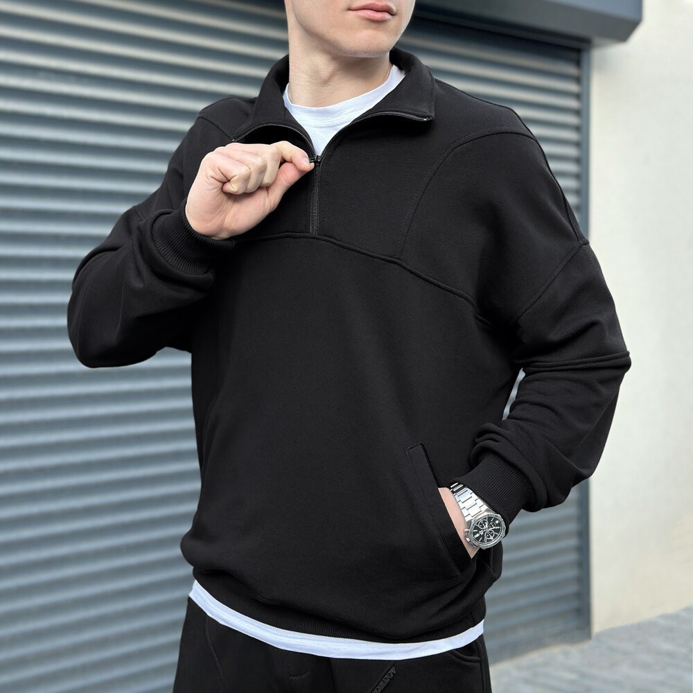 Спортивний демісезонний костюм чоловічий чорний. Комплект штани та кофта Pobedov Grand, укр, укр