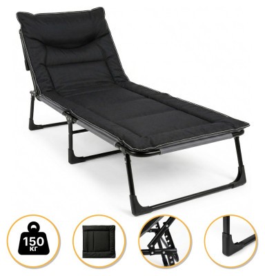 Розкладне ліжко (розкладачка) з вбудованим матрацом LEOBRO Black (LB-FB-S1-BLK)