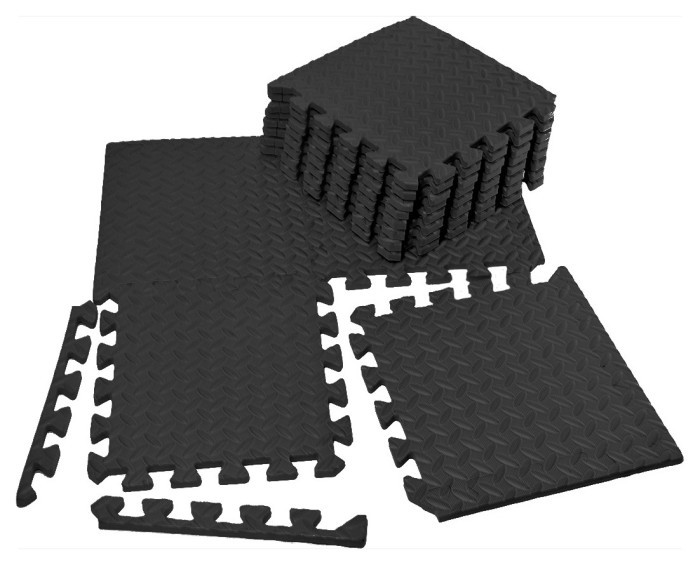 Татами мат EasyFit 8 шт (30х30х1 см) хвост ласточки черный