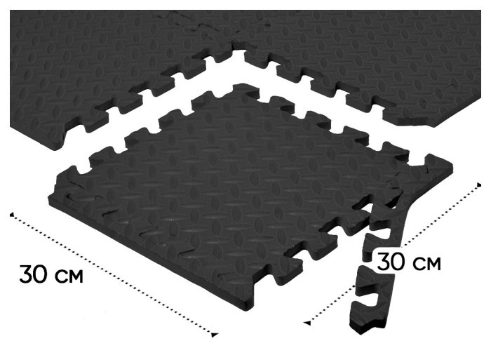 Татами мат EasyFit 8 шт (30х30х1 см) хвост ласточки черный