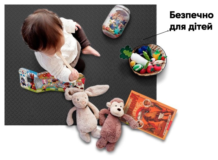 Татами мат EasyFit 8 шт (30х30х1 см) хвост ласточки черный