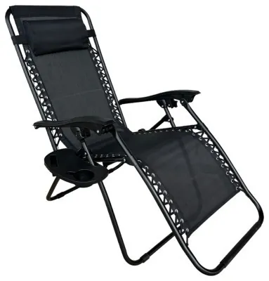 Розкладне крісло шезлонг LEOBRO Zero Gravity Чорне (HT-167D BLACK)
