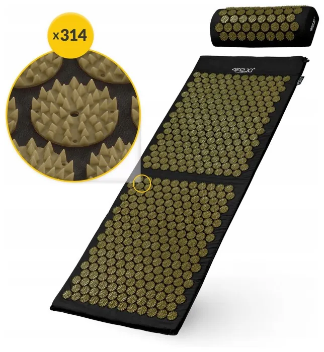 Коврик акупунктурный с валиком 4FIZJO Classic Mat XL Аппликатор Кузнецова Black/Gold (P-5907739315052)