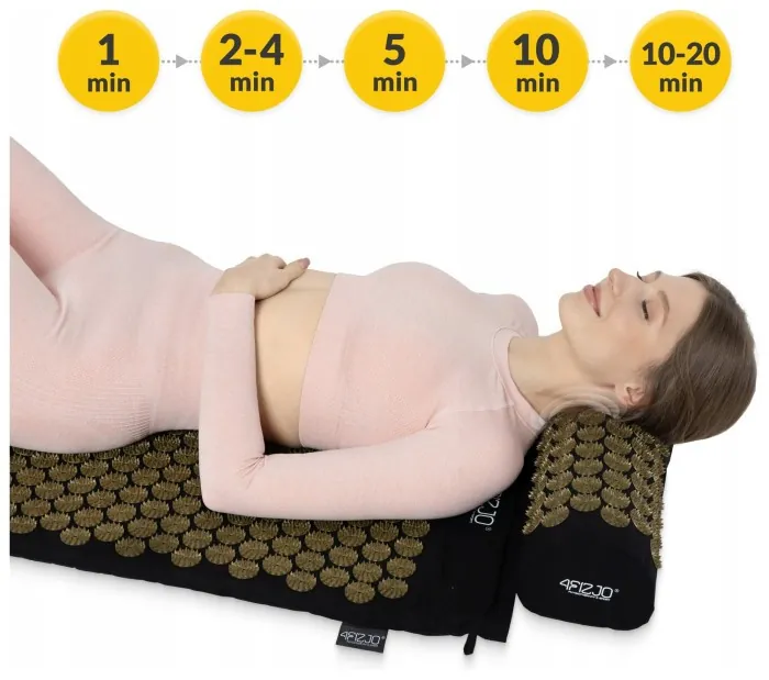 Коврик акупунктурный с валиком 4FIZJO Classic Mat XL Аппликатор Кузнецова Black/Gold (P-5907739315052)