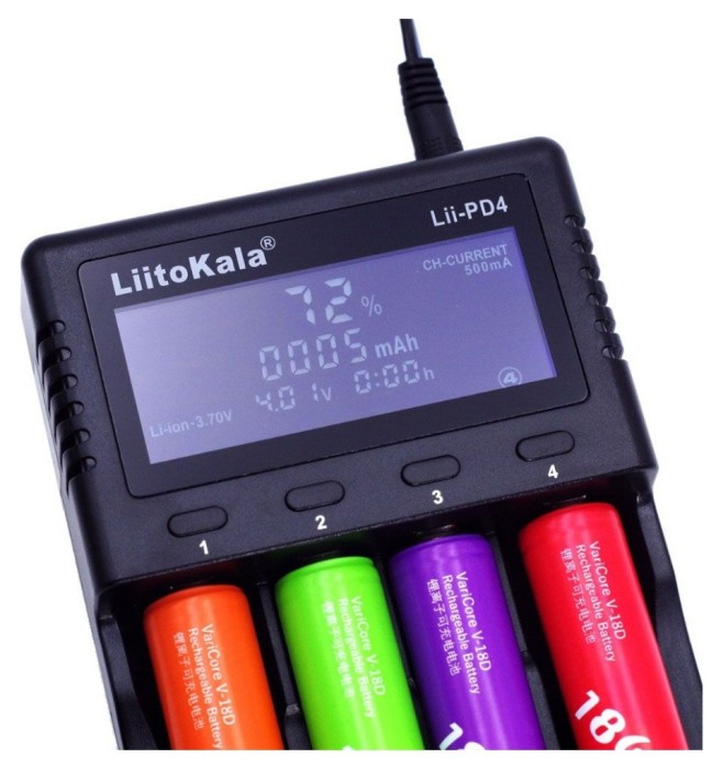 Зарядное устройство для Liitokala Lii-PD4, 4 канала, Ni-Mh/Li-ion/LiFePo4, 220V/12V, LCD, Box
