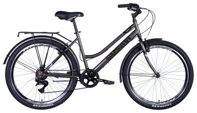Велосипед ST 26" Discovery PRESTIGE WOMAN VBR FR рама-17" серый 2024 крылья, крыло пер., крыло зад., подножка