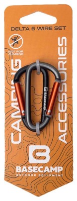 Набор алюминиевых сервисных карабинов Base Camp Delta 6 Straight Set, 2 шт, Black/Grey