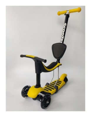 Дитячий самокат з сидінням та батьківською ручкою 3 в 1 Scooter Horned 0332-4S