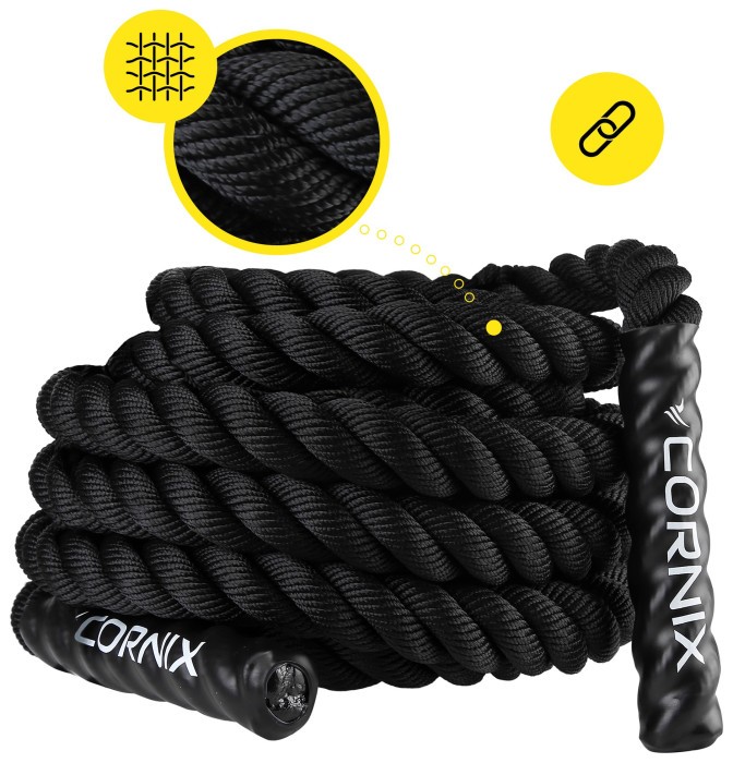 Канат тренировочный Cornix Battle Rope 9 м для кроссфита XR-0573 Black