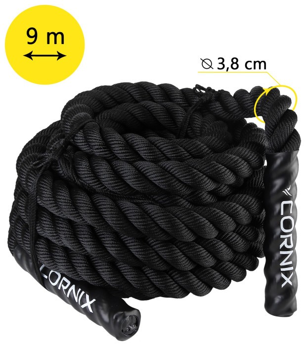 Канат тренировочный Cornix Battle Rope 9 м для кроссфита XR-0573 Black