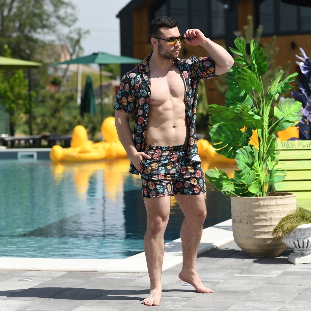 Плавальні шорти чоловічі Pobedov Pool day Kolorovi cherepy, укр, укр