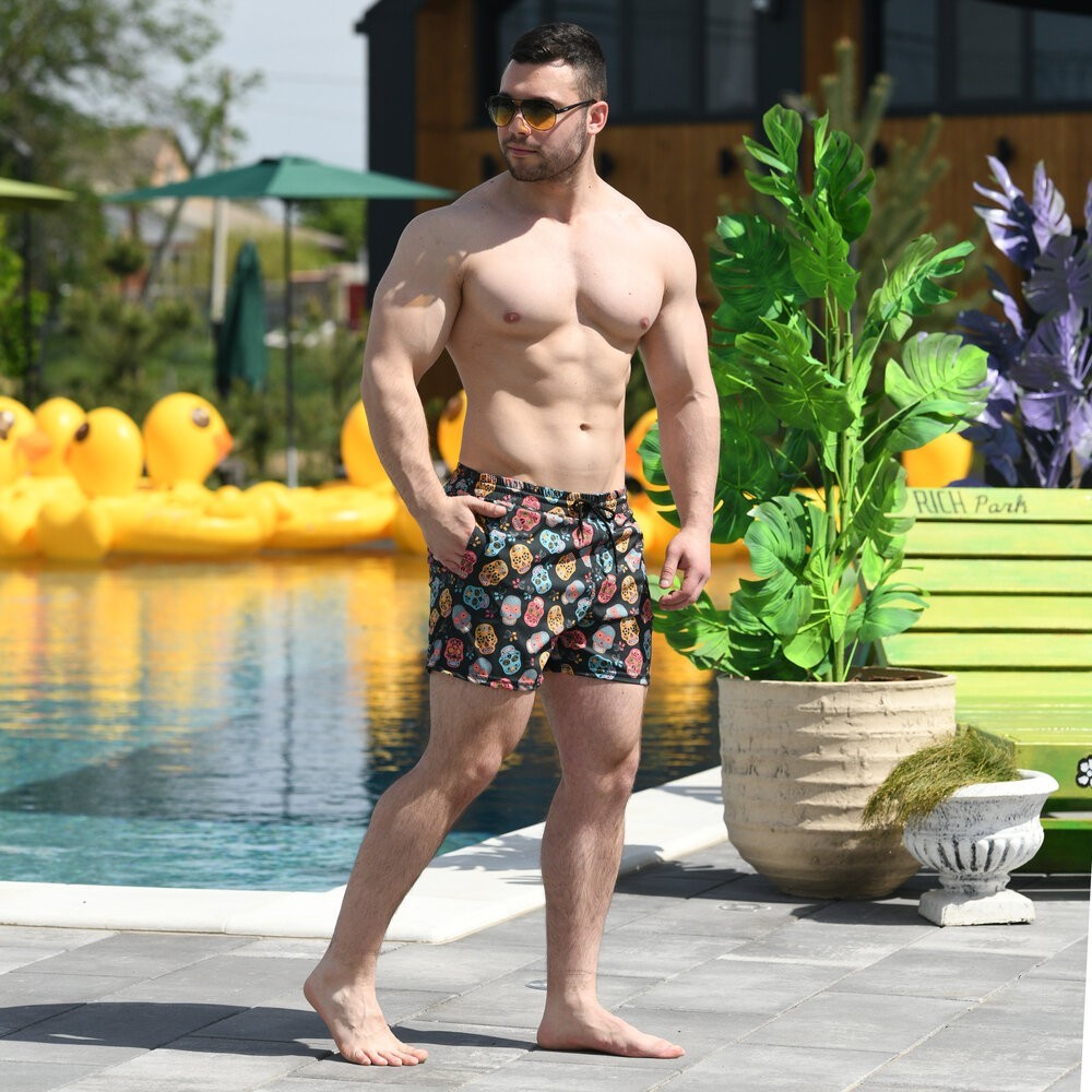 Плавальні шорти чоловічі Pobedov Pool day Kolorovi cherepy, укр, укр