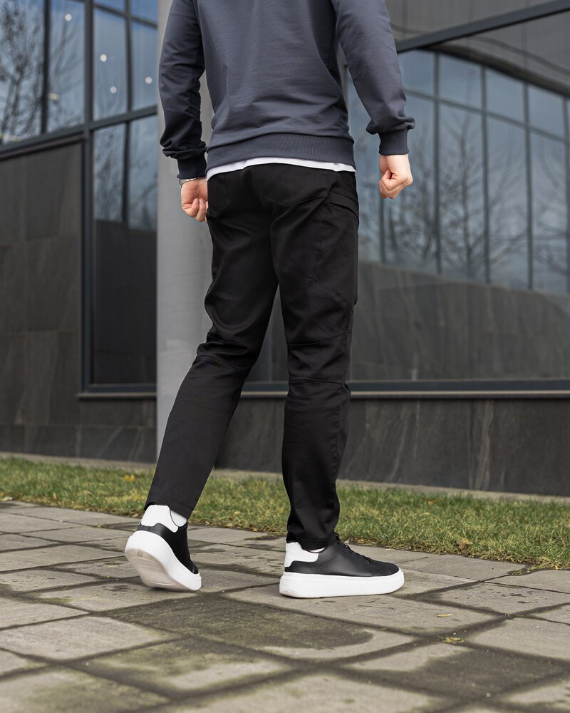 Брюки карго мужские черные базовые котоновые Pobedov Skystone