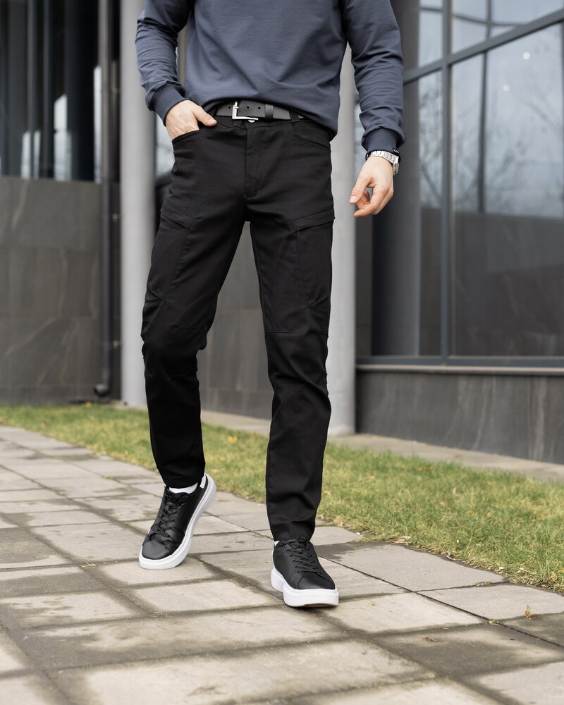 Брюки карго мужские черные базовые котоновые Pobedov Skystone