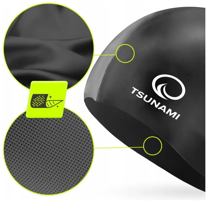 Шапочка для плавания TSUNAMI Kids детская Black (P-5905973401791)