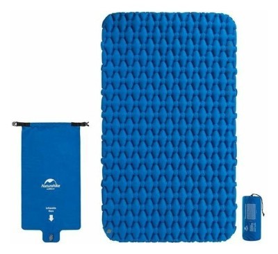 Килимок надувний двомісний з надувним мішком Naturehike FC-11 NH19Z055-P, 65мм, блакитний