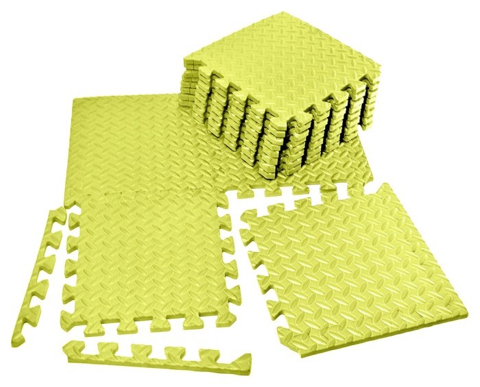 Татами мат EasyFit 8 шт (30х30х1 см) хвост ласточки желтый