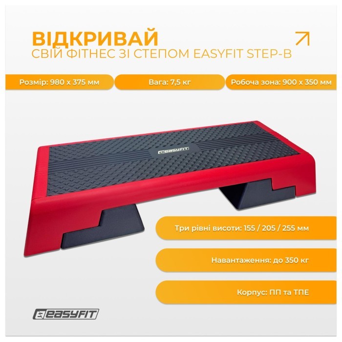Степ для аеробіки 3-ступінчастий EasyFit