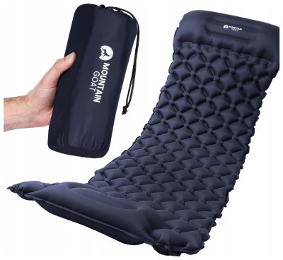 Килимок (каримат) надувний Mountain Goat 190 x 58 x 5 см з вбудованим насососм Navy Blue (P-5905973400916)