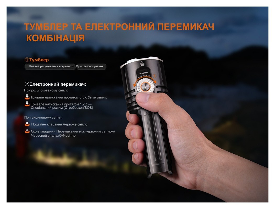 Ліхтар пошуковий ручний Fenix LR35R PRO, укр, укр