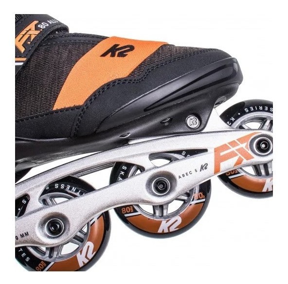 Роликовые коньки для взрослых K2 F.I.T. 80 ALU M 38 (6.0US) 240мм Black/dark grey/orange (30E0260.1.1)