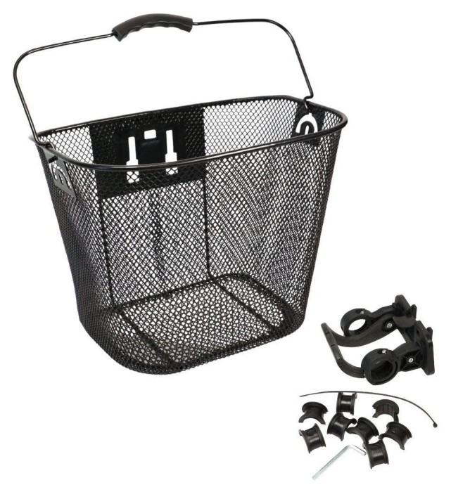 Кошик Сталь на кермо 24-28" 350*240*260 мм без стійки без кронштейна " CK-010X чорний з ручкою, швидкоз'ємне кріплення, укр, укр