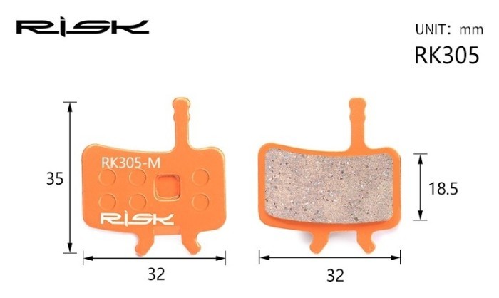 Колодки гальмiвнi полуметал пiд дисковi гальма RISK RK305-S  Пiдходить пiд дисковi гальма AVID BB7，Juicy3/5/7, укр, укр