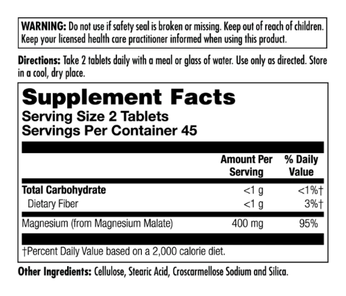 Magnesium Malate 400mg - 90 tabs