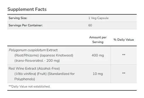 Resveratrol 200 mg - 60 vcaps