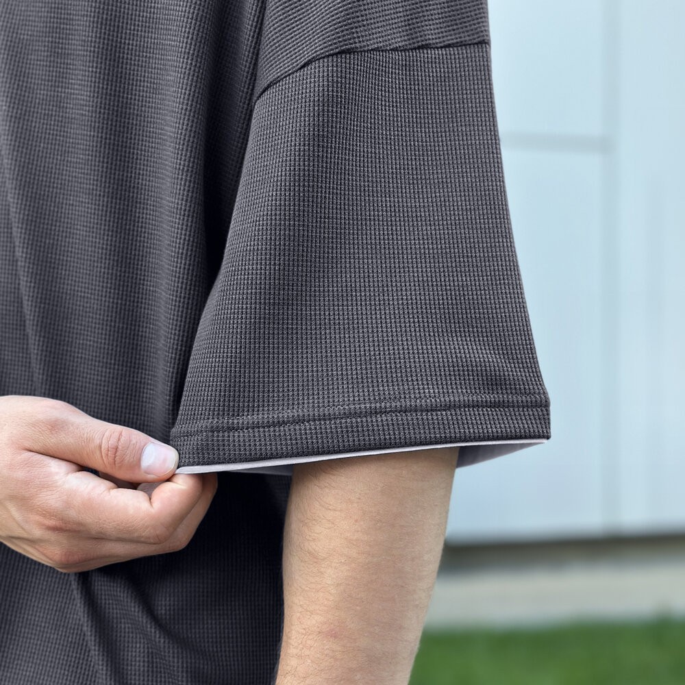 Чоловічий літній комплект шорти і футболка антрацит вільного крою Pobedov Jack