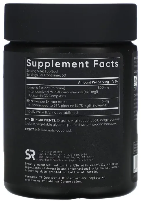 Turmeric Curcumin C3 Complex 500mg - 60 softgels