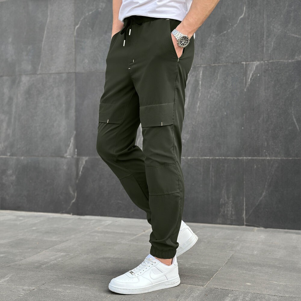 Чоловічі штани джогери з кишенями хакі Pobedov Vershyna, укр, укр