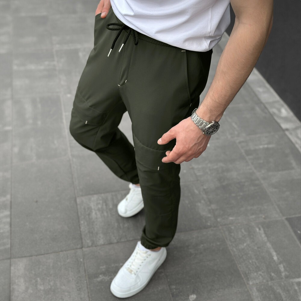 Чоловічі штани джогери з кишенями хакі Pobedov Vershyna, укр, укр