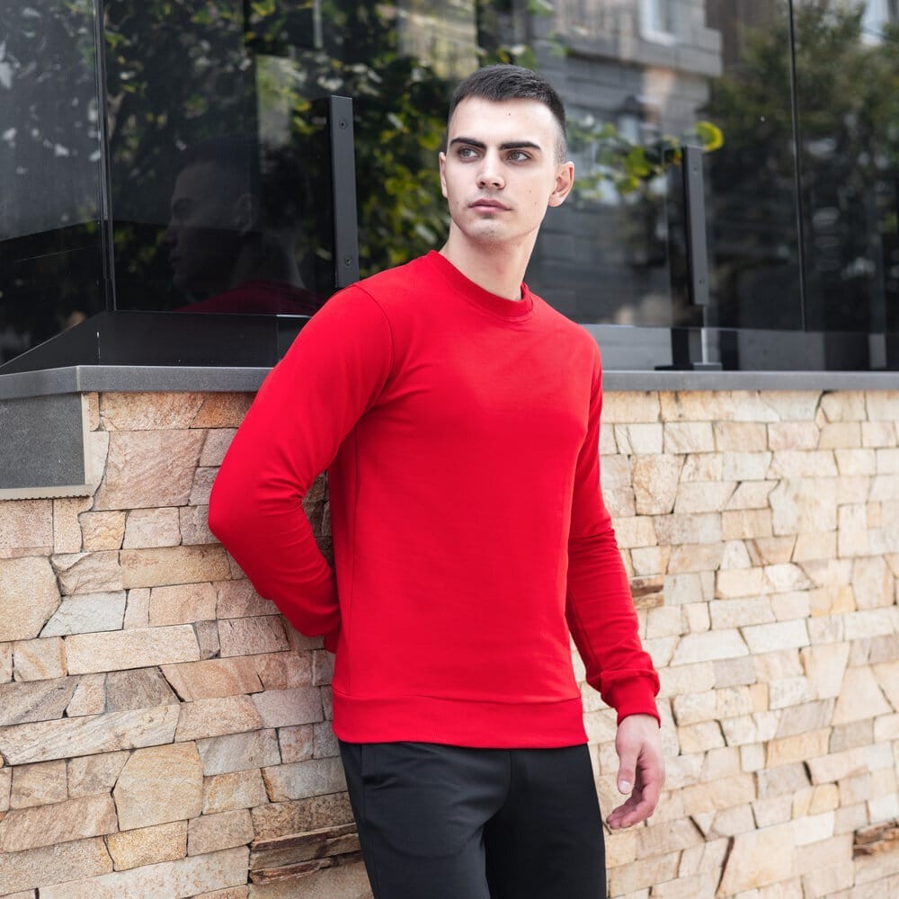 Свитшот мужской однотонный красный Pobedov 001