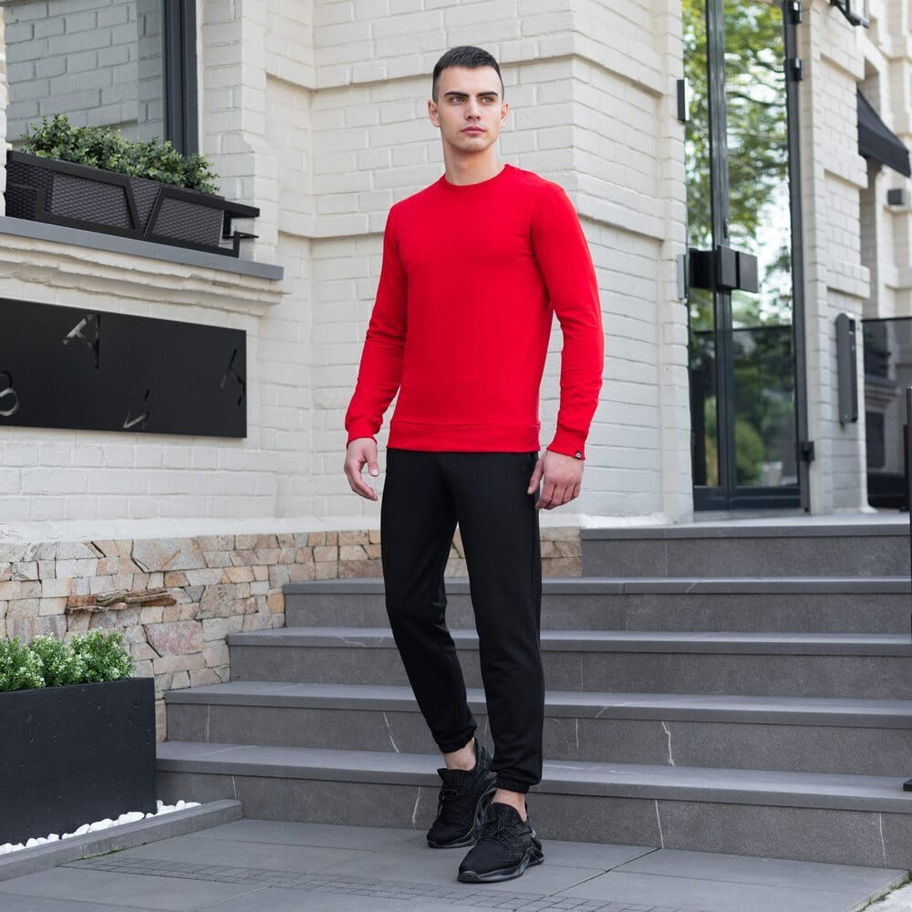 Світшот чоловічий однотонний червоний Pobedov 001, укр, укр