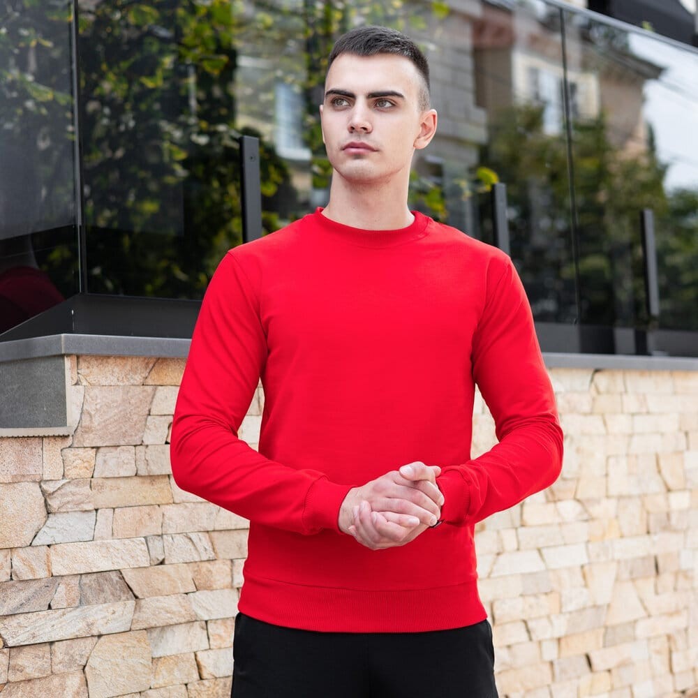 Світшот чоловічий однотонний червоний Pobedov 001, укр, укр