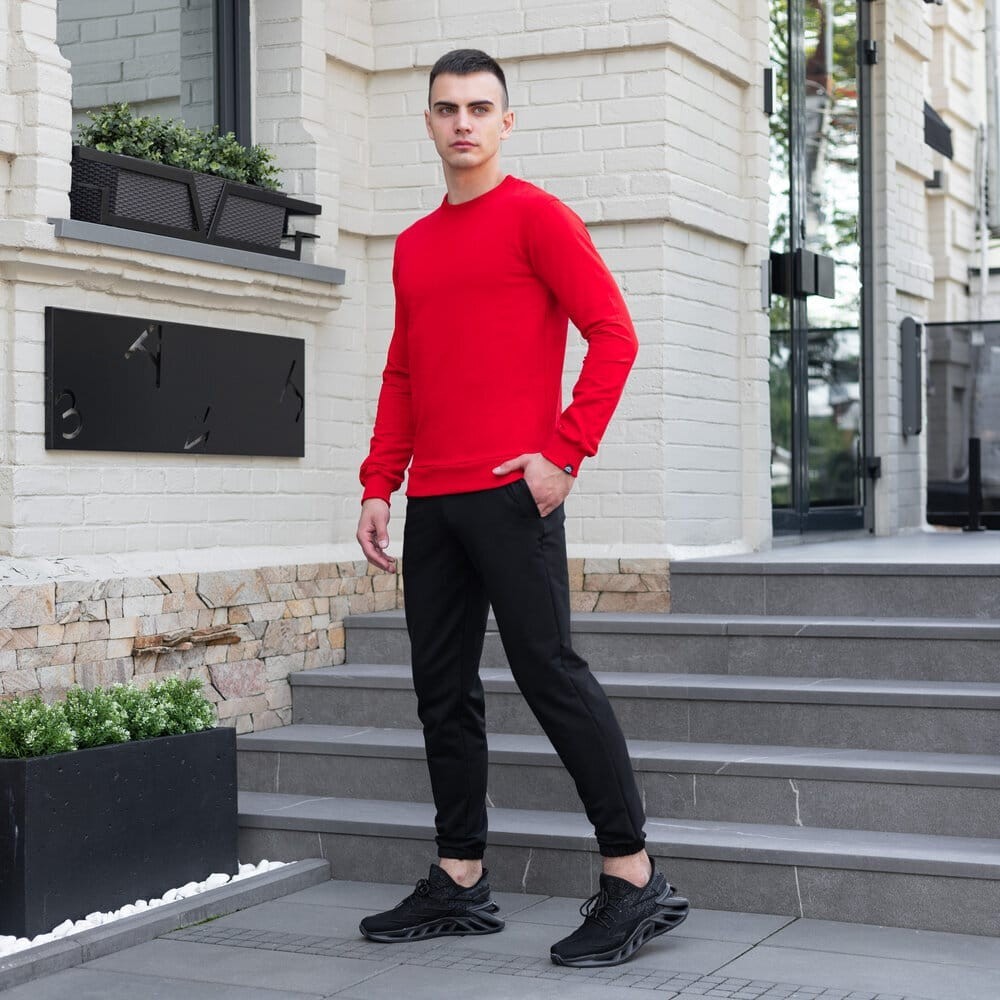 Світшот чоловічий однотонний червоний Pobedov 001, укр, укр