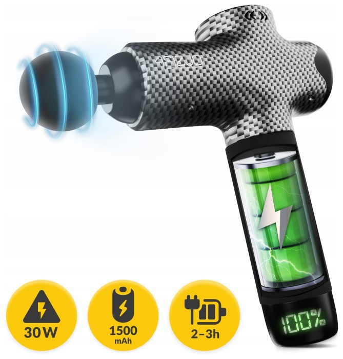 Ручний перкусійний масажер 4FIZJO Massage Gun Evo 30 Вт масажний пістолет (P-5907739319920)