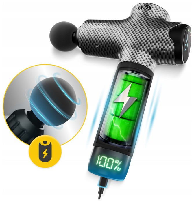 Ручний перкусійний масажер 4FIZJO Massage Gun Evo 30 Вт масажний пістолет (P-5907739319920)
