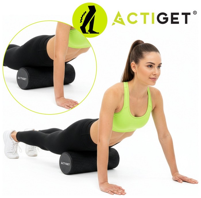 Масажний ролик Actiget PEVA 45 x 15 см (валик, роллер) ACT0102 Black