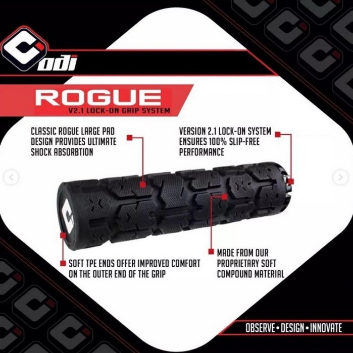 Грипси ODI Rogue v2.1 Lock-On MTB Closed End 135mm Black, укр, укр